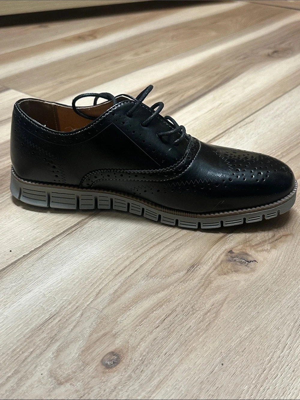 Deer Stags Kids Ace Wingtip Oxford Dress Shoes - Black Youth Size 4.5 M New